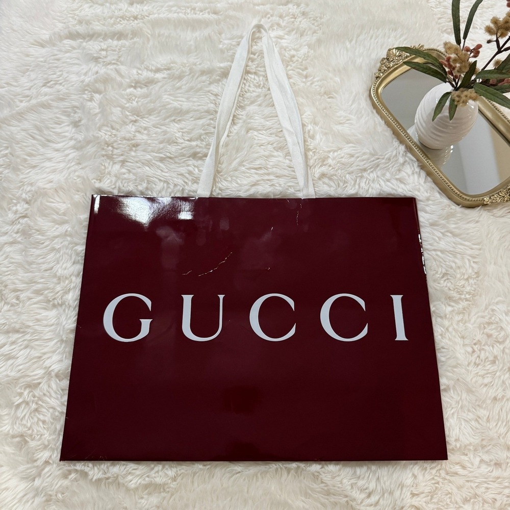 Authentic Gucci Large Empty Shopping Bag Red Luxury Gift Tote 14x19 Inches - Picture 2 of 4